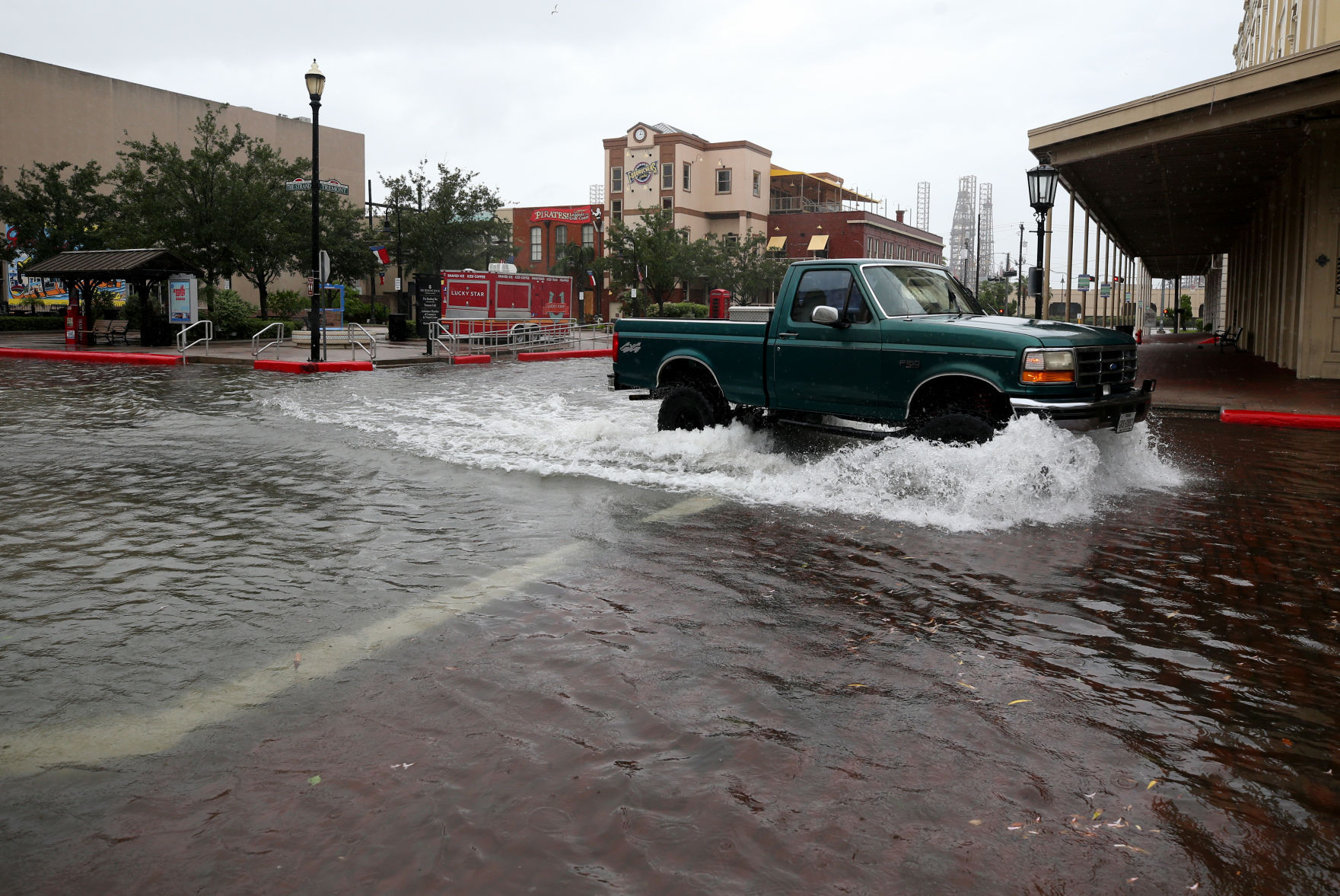 Harvey flooding downtown Galveston